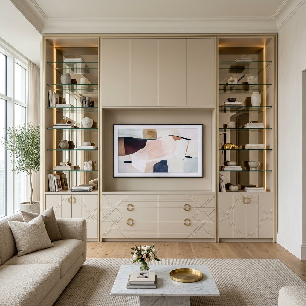 Современная гостевая стенка Эллада в светлом исполнении