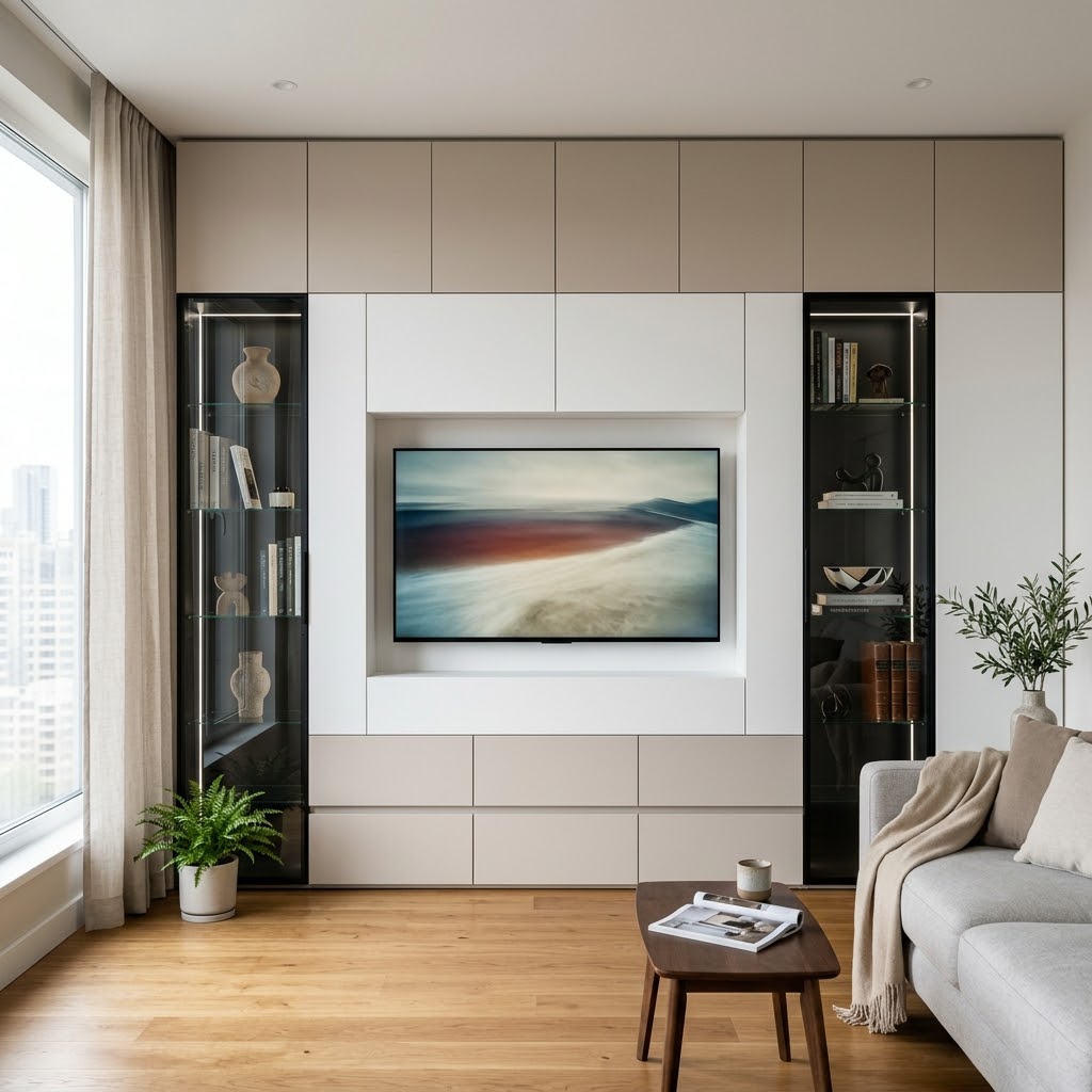 Современная гостиная стенка с витринами Айрис