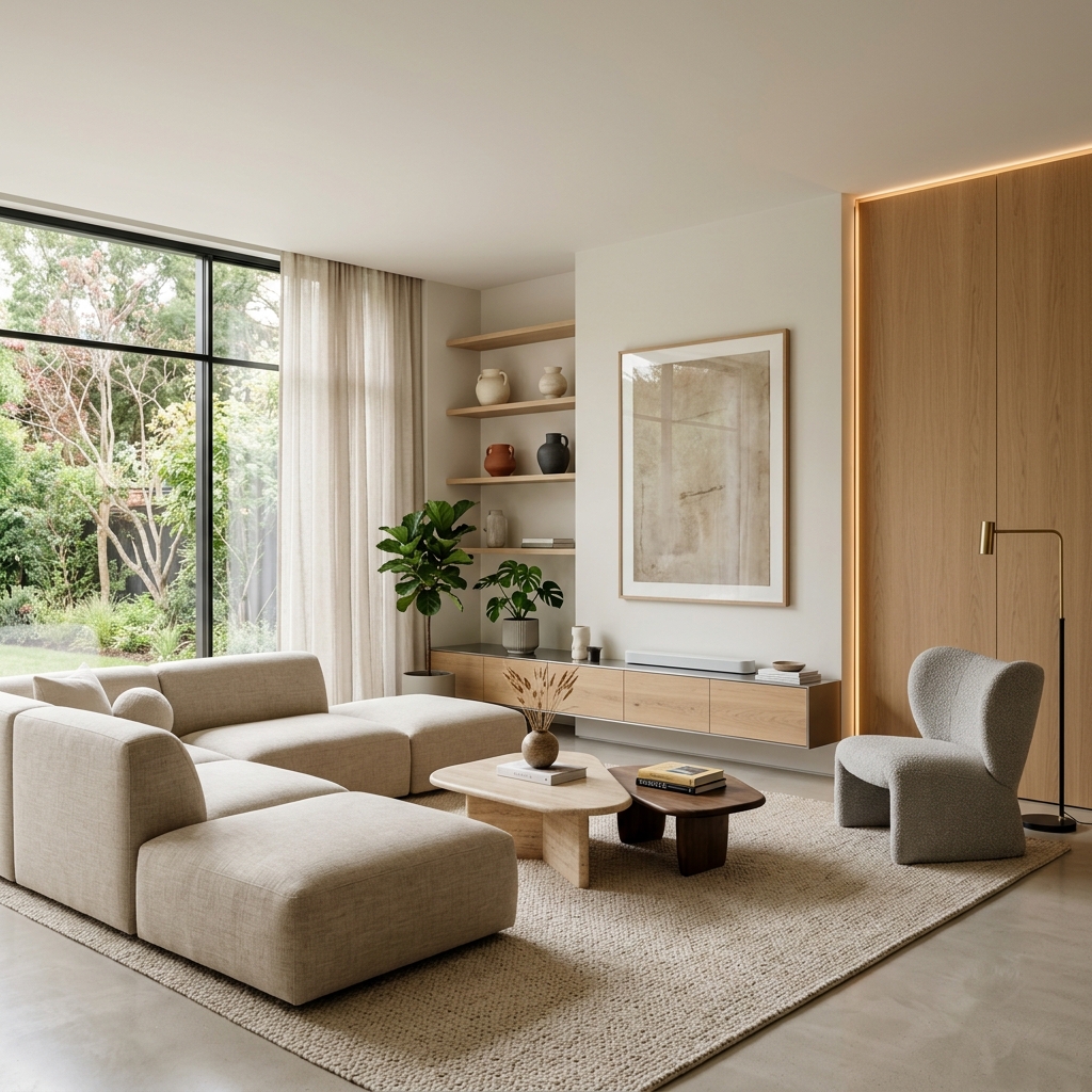 Современная гостиная с ТВ-зоной