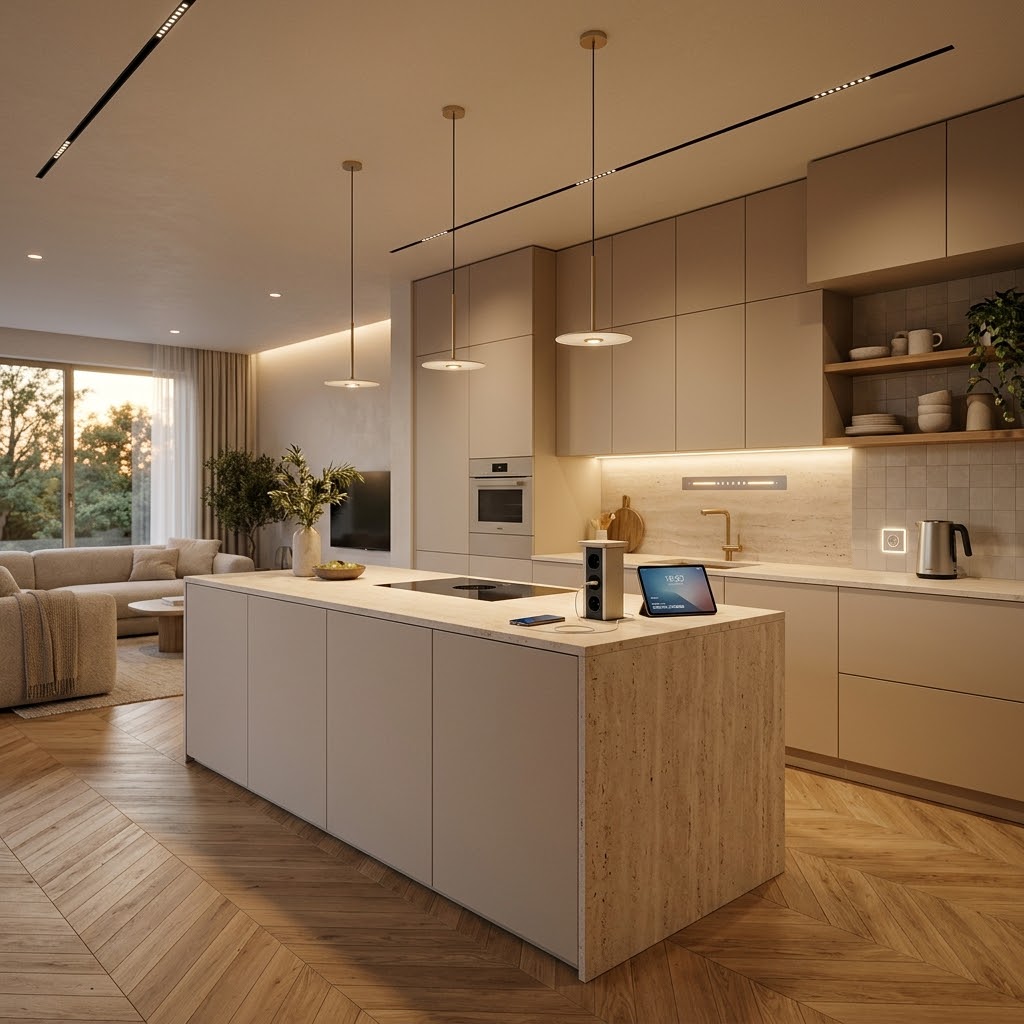 Кухня + умный дом: сценарии 2026 (свет, вытяжка, розетки, подсветка, безопасность) и как заложить их в проект